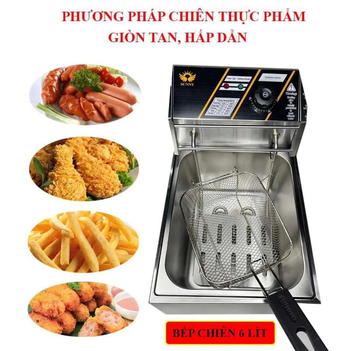 Bếp Chiên Ngập Dầu,Bếp Chiên Nhúng , Bếp Chiên Nhúng Điện 6L SUNNY