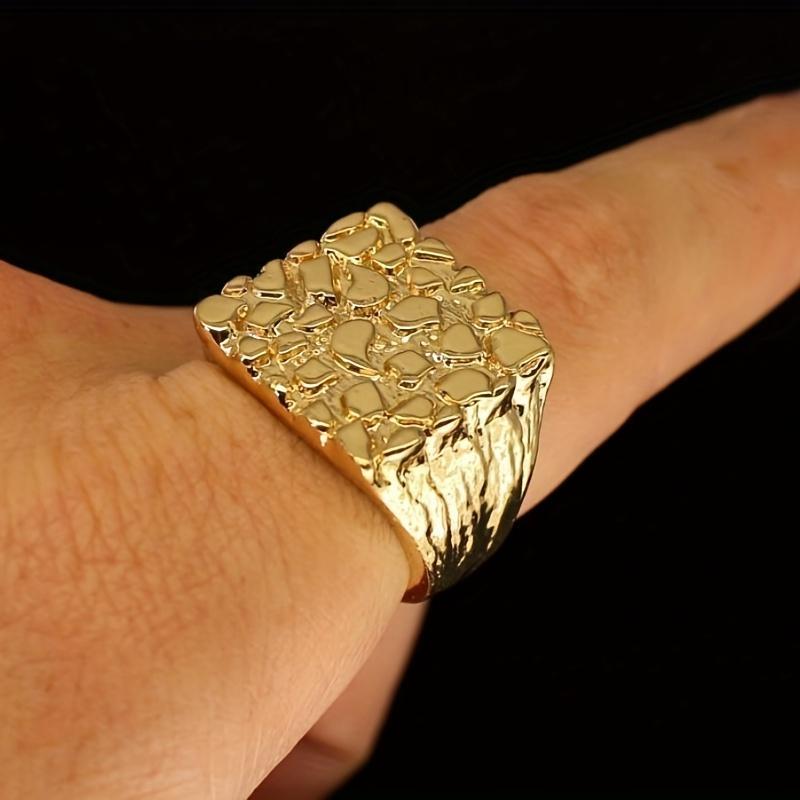 Golden Ring For Men - Simple Style Square Shaped Ring - Casual Jewelry Gift for Men - For Everyday Wear 3