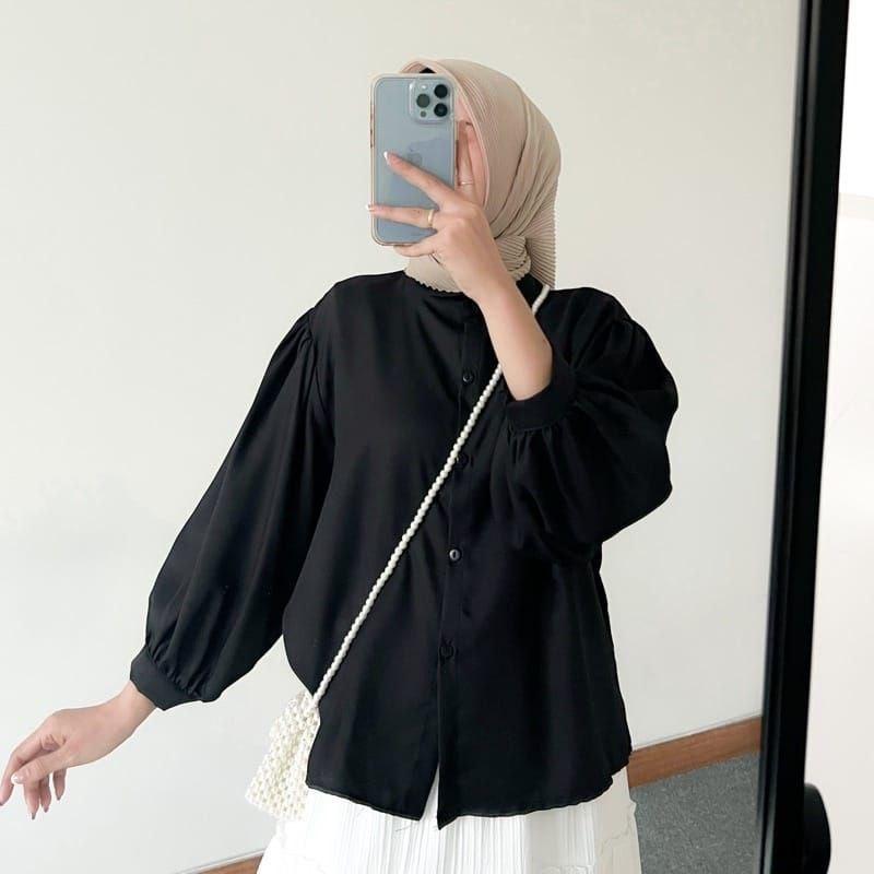Setelan Blouse Kemeja Elze Atasan Wanita Shakila Twill dan Bawahan Rok Payung 6