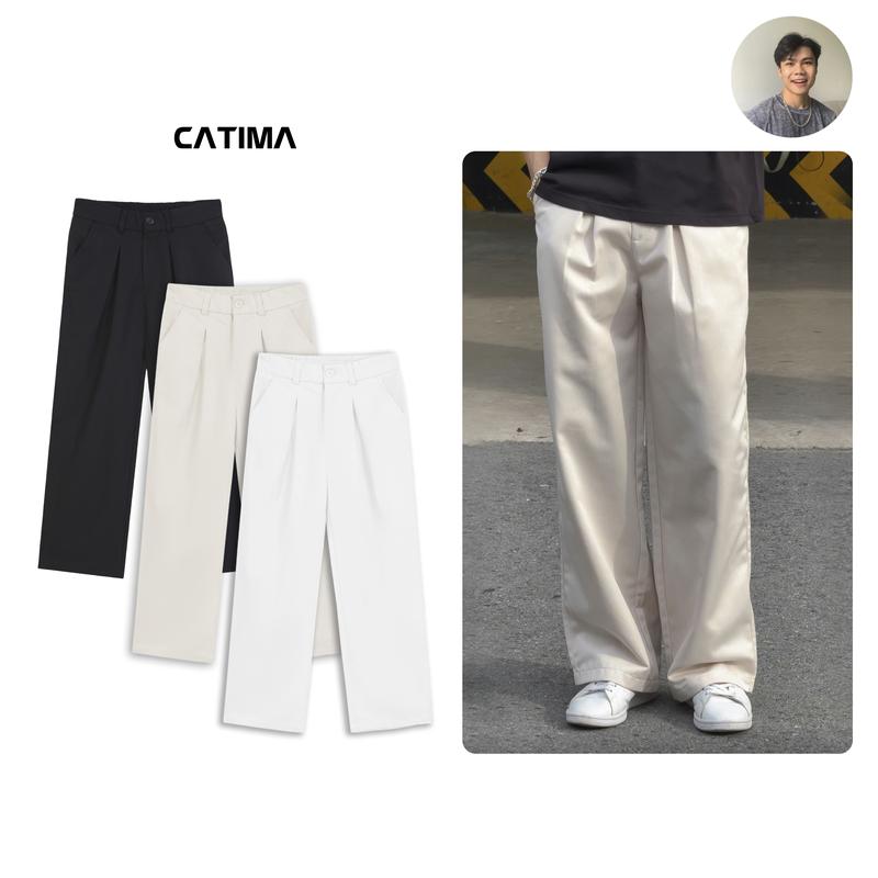 [CATIMA x Thành Đơn Giản] Quần Kaki ỐNG RỘNG XẾP LI Phủ Giày CATIMA Unisex - Phối Lưng Thun Co Giãn - Không Co Rút QK20