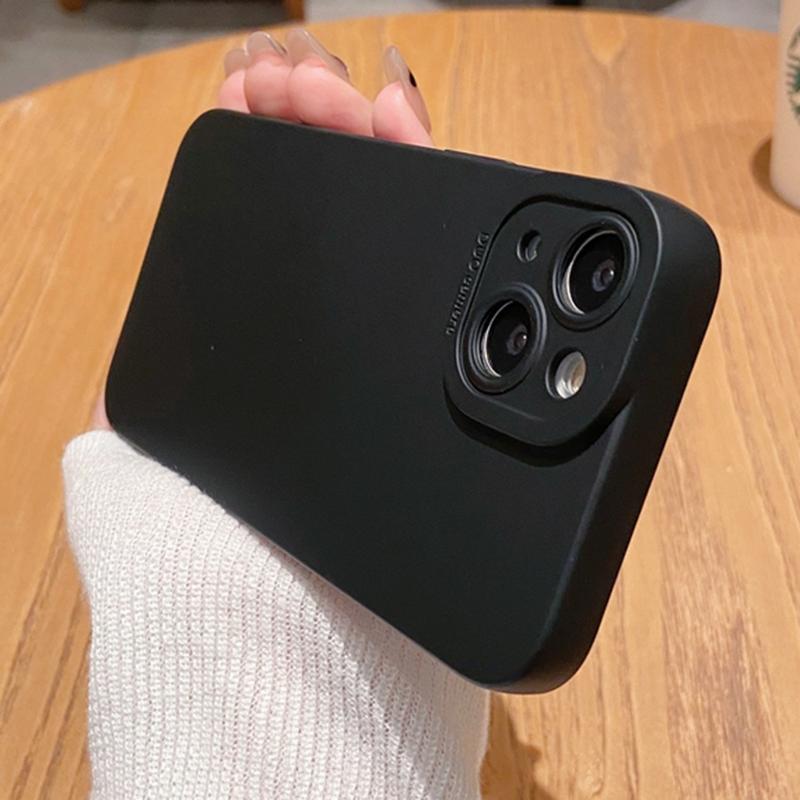 iPhone 15 Inside Velvet Silione Case Black Soft Shockproof Camera ...