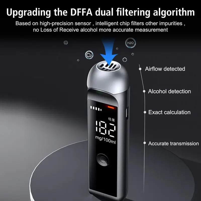 Portable Alcohol Detector, Breathalyzer with Digital LCD Display, Police Alcotester, Professional Alcohol Tester, Breathalyzer for Police, Home, Office 2