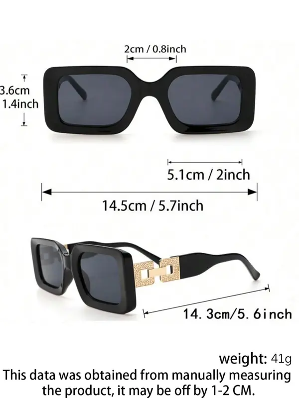 Unisex Street Trend Square Frame Sunglasses (2 Pairs), Trendy Sunglasses for Everyday Use, Fashion Accessories for Outdoor Activities 1