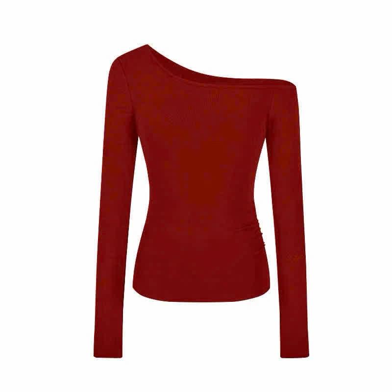 Áo thun dài tay lệch vai cotton mịn DALIE áo ôm body dài tay tôn dáng trẻ trung - A08 5