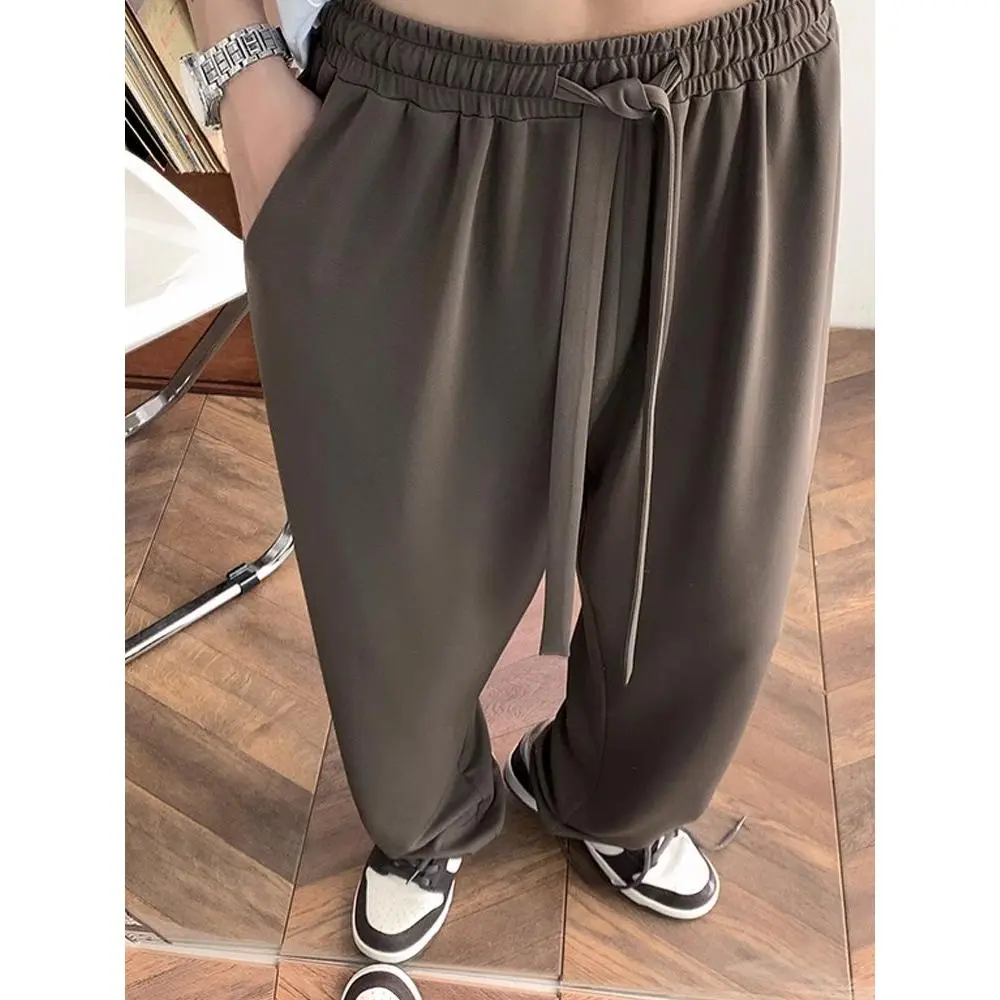 Quần Thường Ngày Cho Nam, Kiểu Dáng Rộng Rãi Và Thẳng, Ống Rộng, Chất Liệu Lụa Lạnh Phong Cách Instagram Thương Hiệu Hợp Xu Hướng Dài Đến Sàn, Thích Hợp Cho Mùa Hè, Dài Tay