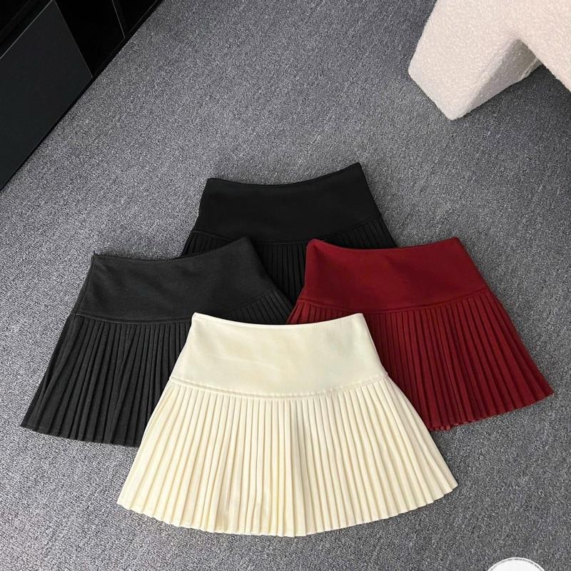 CV01 - CHÂN VÁY XẾP LY BẢN DẠ CAO CẤP - CHẤT LIỆU DẠ CAO CẤP -THIẾT KẾ XẾP LY CẠP CAO 12CM - MÀU ĐEN, TRẮNG KEM, GHI XÁM ( 2 phiên bản có belt và không belt) - Nữ Women chân  váy chân  váy