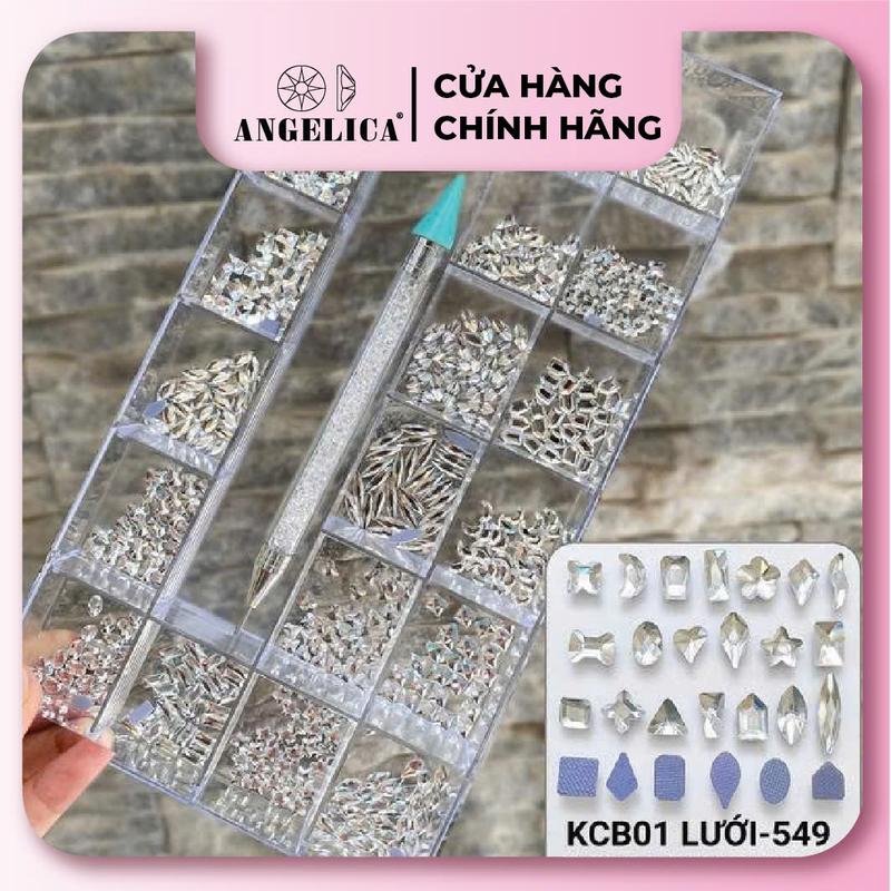 Khay Đá 500V Chân Lưới K9 Cao Cấp Mix Hình - Đá nail Chính Hãng ANGELICA tặng kèm Khay + Bút KCBL-549 Sơn Gel Nữ