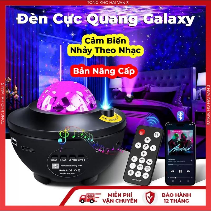Đèn Cực Quang Starry Chiếu Bầu Trời Galaxy Đèn Kiêm Loa Bluetooth Điều Khiển Trang Trí Led Cực Quang Decor Phòng Ngủ