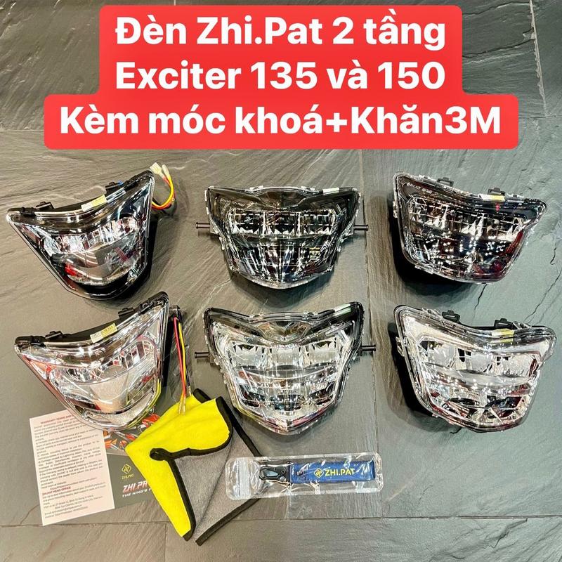 Đèn ZhiPat 2Tầng Cho Yamaha Exciter 135, 150 các đời. Kèm khăn3M và móc khoá Zhi.Pat Đèn Pha Led Xi Nhan Kem zip at 2tang den xemay wave s110