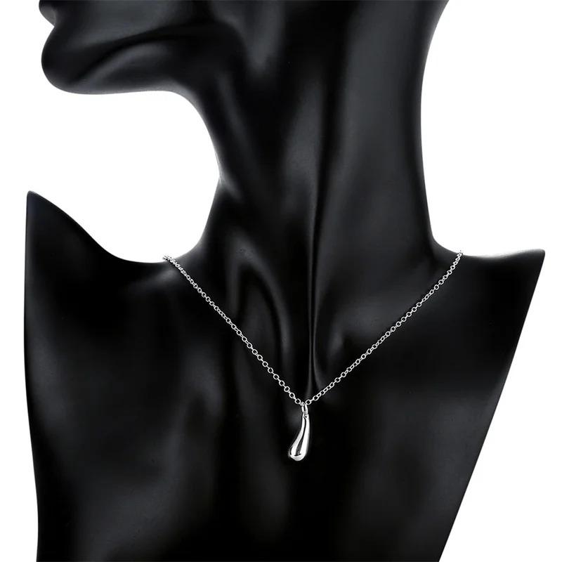 Vòng cổ với mặt dây chuyền giọt nước Màu bạc Sterling 925 dành cho phụ nữ, đồ trang sức thời trang cho tiệc cưới, quà đính hôn 1