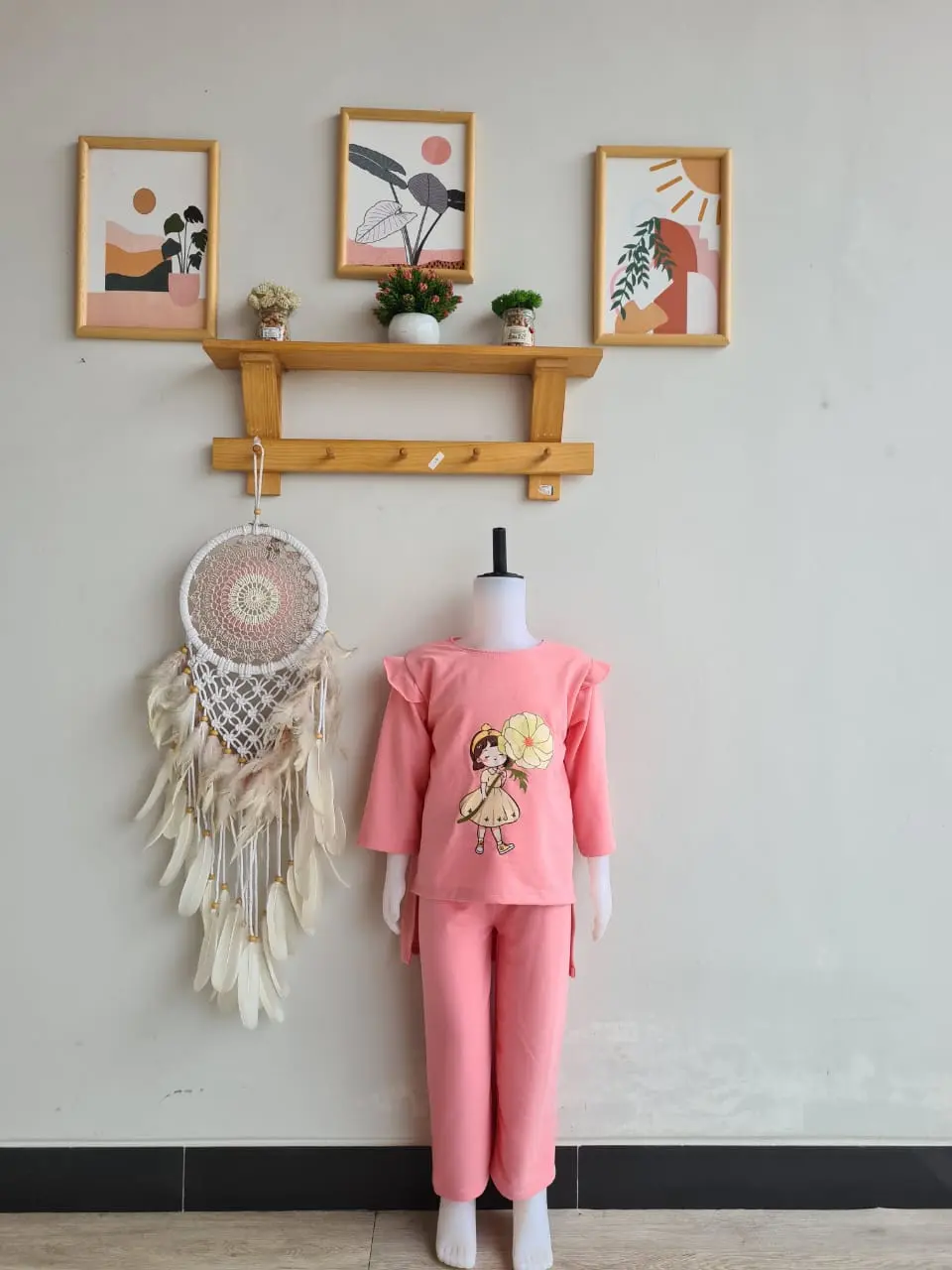 setelan oversize anak perempuan import kain babyteri usia 3-9 tahun Celana Set Fashion
