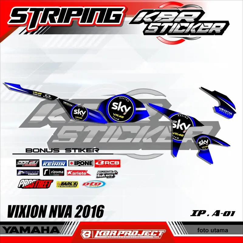Sticker Striping VIXION ADVANCE/VIXION NVA 2016 - Sticker Striping semi full Motor YAMAHA VIXION NVA 2016 (COD) IP A-01 0