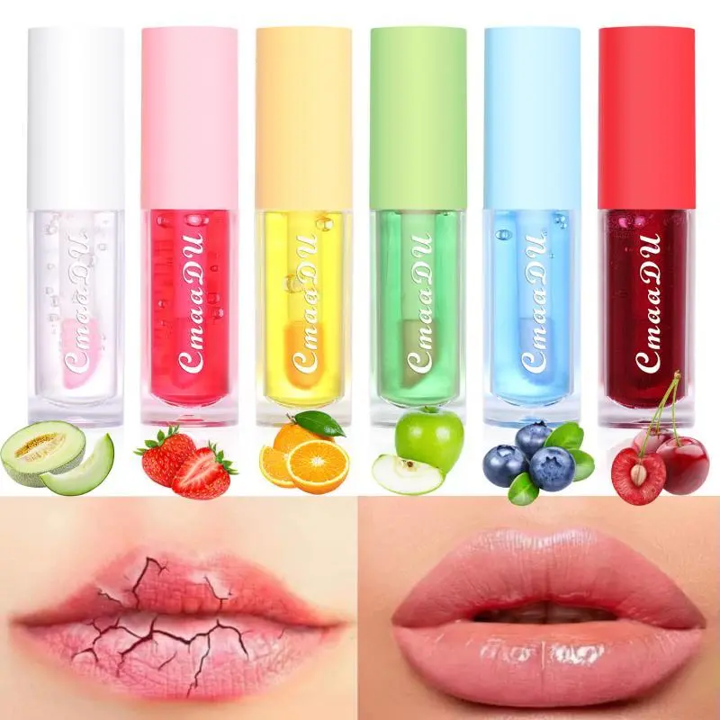 6-Color Fruit Flavor Color Changing Lip Lacquer Lip Gloss Moisturizing and Nourishing Color-Changing Lipstick Hot Sale Makeup Moisturizer Moisture Hydrate Cosmetic Lip Care Glossy