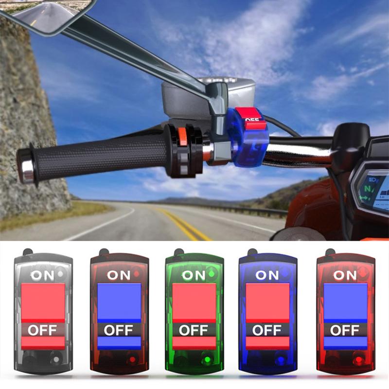 Product Introduction of Universal Motorcycle ATV Handlebar Switch ON / OFF Button Controller Transparent LED Light #300480 37