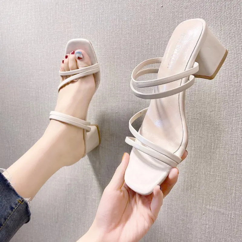 Fashion Women Midi Heels Sandals S24 Shoes Footwear