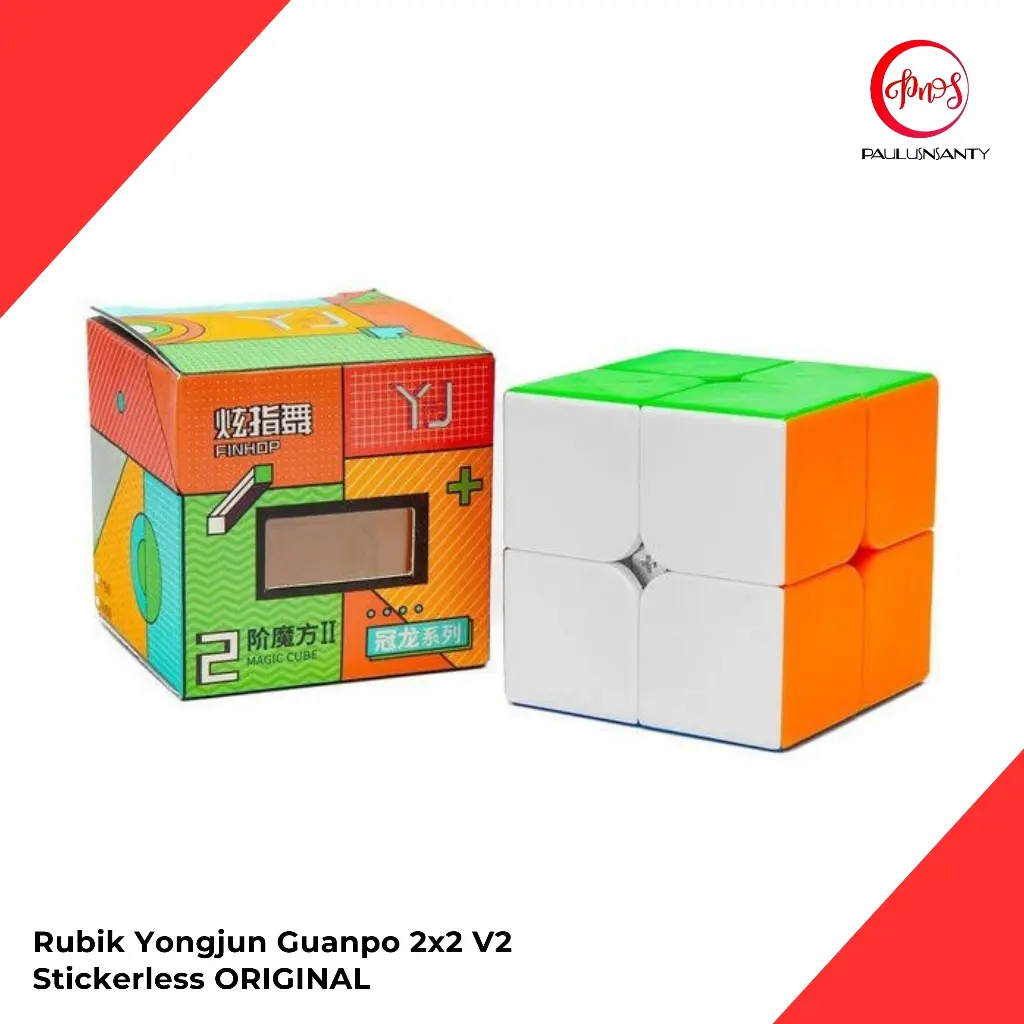 Cube Puzzle Yongjun Guanpo 2x2 v2 Stickerless ORIGINAL Kubus Mini Kreatif Strategi