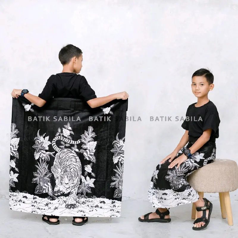 SARUNG BATIK ANAK USIA 8-12 TH MOTIF MACAN & CANGKIR BATIK PEKALONGAN BISA BAYAR DITEMPAT/COD 2