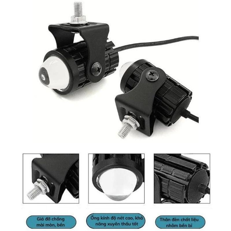 Đèn led trợ sáng bi cầu mini dành cho xe máy pha trắng cos vàng 5