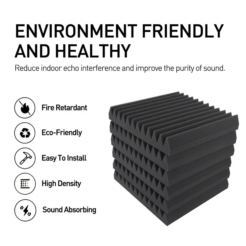 Acoustic Foam Panel, 12pcs/set Soundproofing Acoustic Foam Panel, Sound Absorbing High Elasticity High Density Foam Panel for Studio, Recording Room 5