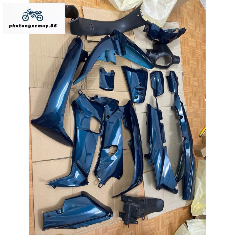 CH-12 Dàn áo xe wave anpha nhỏ 2 bóng đời đầu NS trắng ABS cao cấp màu xanh nhớ bán lẻ tem từng chi tiết nhựa