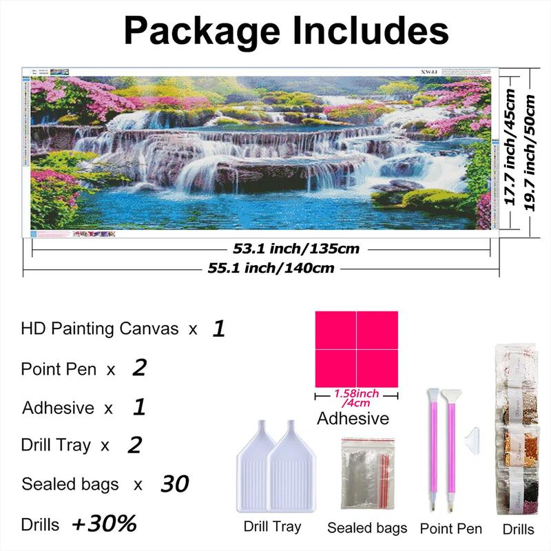 Product Introduction of Flower & Waterfall Pattern Diamond Arts Colorful Painting Kit without Frame, 5D Landscape Scenery DIY Diamond Art Picture for Beginner, Decorative Home Decor 16