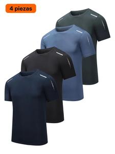 Camiseta deportiva para hombre de color sólido, transpirable de secado rápido con manga corta para entrenamiento en gimnasio y correr, ropa deportiva casual y cómoda para verano