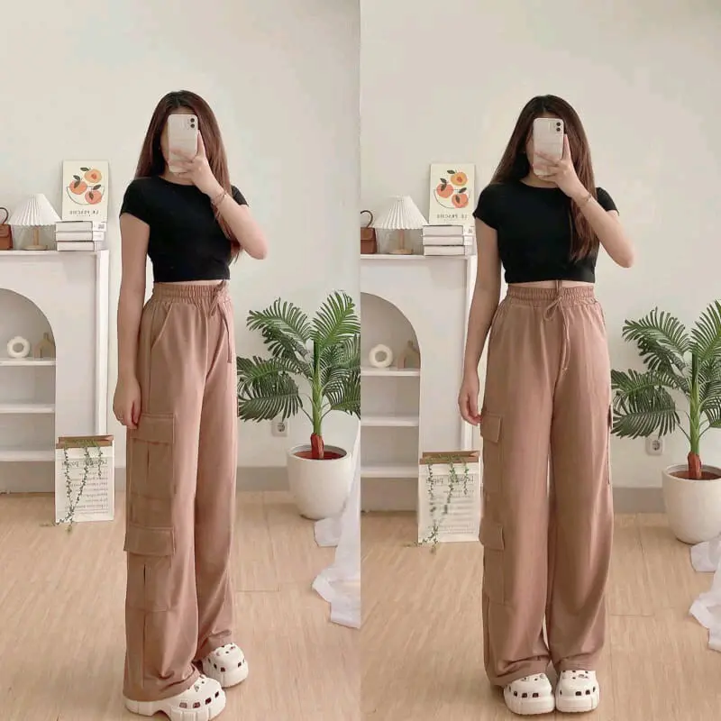 Kelly Cargo Pants dewasa/ Kulot Cargo/Loose Cargo Celana Panjang Wanita 2