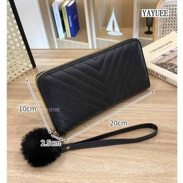 Ví Dài Nữ, BLYJ028 #, Thiết Kế Hình Quả Bóng Nhồi Bông Cầm Tay Đa Chức Năng, Túi Nhỏ Thích Hợp Cho Nữ, Ví 2301 Hình Chữ Nhật Wallet 7