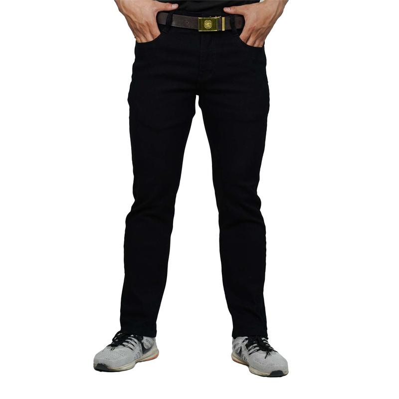 R-10 Quần Jean Nam Dài Fom Slim CC Co Giãn Đen Tuyền Trơn