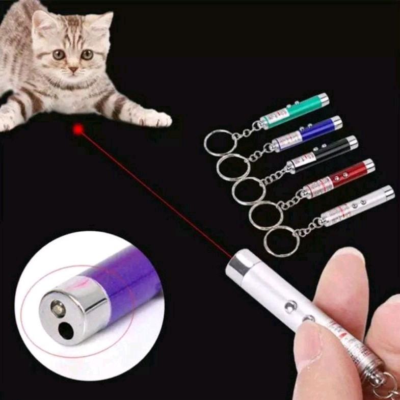 Mainan Kucing Laser Pointer Mini 3 Multifungsi,  Laser Lampu Gantungan Kunci 2