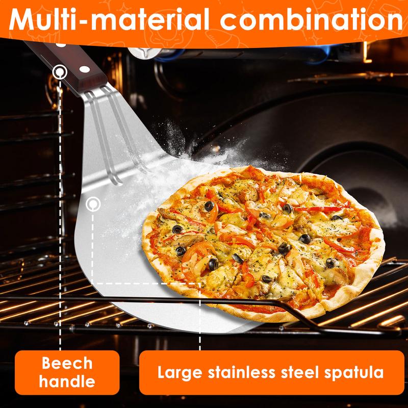 Stainless Steel Pizza Peel Metal Round Pizza Paddle Pizza Spatula with Wood Handle Cake Lifter Transfer Tray Pizza Shovel for Baking Homemade Pizza and Bread or Cheese Serving Tray 13.2x6.5inch Pp9kA 0