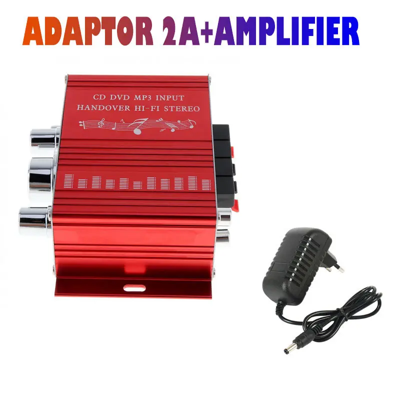 ( Dikirim Dari Jakarta )Amplifier Hi-Fi Stereo Amplifier Speaker Power Stereo Lepy Hi-Fi Mini Amplifier Speaker 2 Channel 20W - Handphone USB Penguat Daya Audio Adaptor Ampli Mini Amplifier Power Speaker Full Bass Subwoofpower ampli 2A Adaptor Red 1
