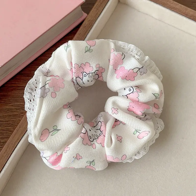 Scrunchies Rộng Viền Ren In, Phong Cách Thanh Lịch, Dành Cho Phụ Nữ Và Trẻ Em Gái, Dây Buộc Tóc Ngọt Ngào Dễ Thương Và Tinh Tế, Phụ Kiện Tóc Thời Trang, Tuyệt Vời Làm Quà Tặng 8
