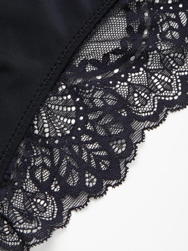 Women's Plain Lace Sheer Shapewear Bodysuit, Casual Elegant Adjustable Strap Deep V Neck Backless Bodysuit, Ladies Shapewear for Daily Wear 4
