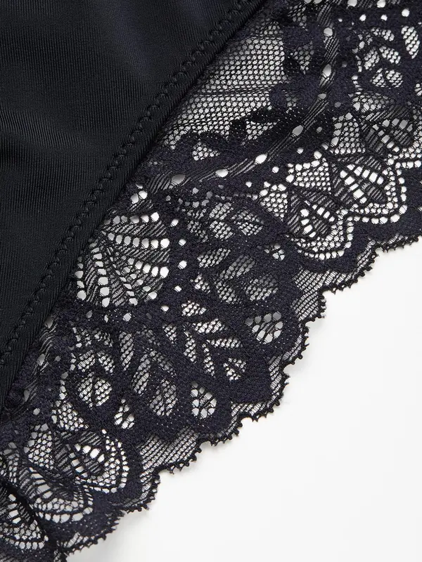 Women's Plain Lace Sheer Shapewear Bodysuit, Casual Elegant Adjustable Strap Deep V Neck Backless Bodysuit, Ladies Shapewear for Daily Wear 4