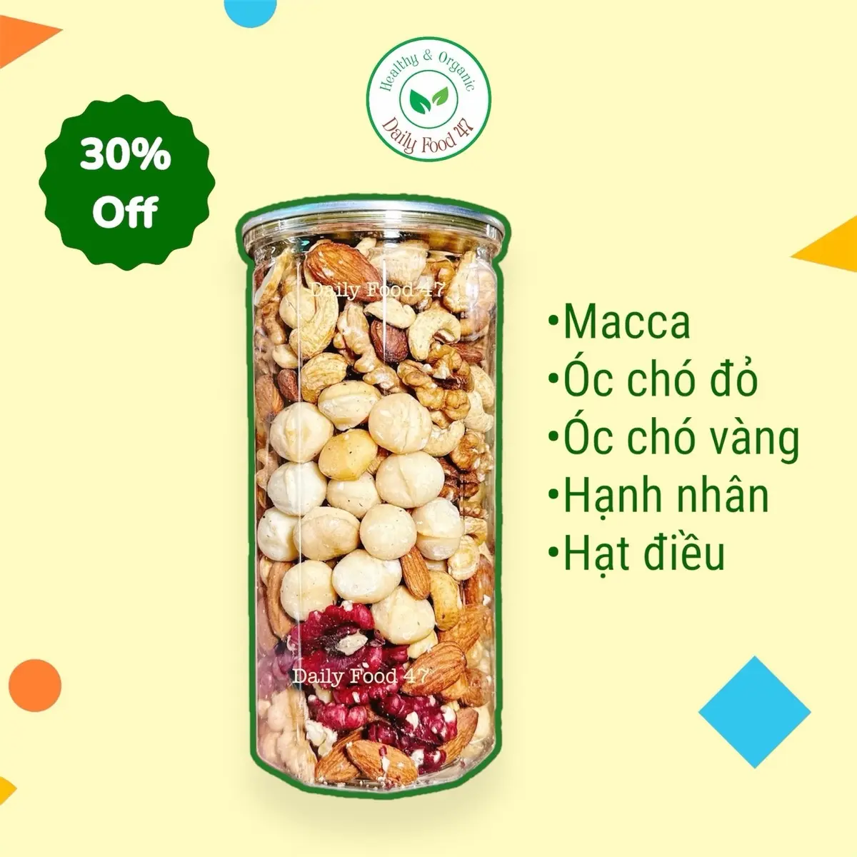 [Flash Sale] Mix 5 Hạt (Macca, Óc Chó Đỏ, vàng, Hạnh Nhân, Hạt Điều) 500gram Nuts Ăn Vặt  Ngũ Cốc