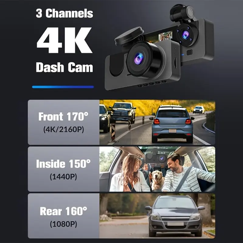 New 4K UHD Dash Camera for Cars with Free 32GB SD Card - Enhanced Night Vision, WDR, G-Sensor, and Motion Detection for 24 Hour Parking Surveillance