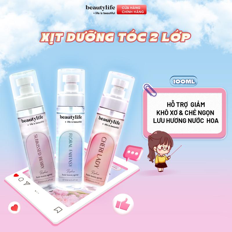 Xịt Dưỡng Thơm Tóc 2 Lớp Beautylife 100ml - Hỗ Trợ Dưỡng Tóc Mềm Mượt, Lưu Hương Nước Hoa, Chăm Sóc Tóc Nữ