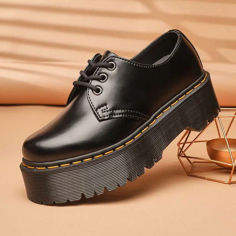 new fashion platform shoes for women casual thick bottom black leather shoes mary jane shoes shoes high quality