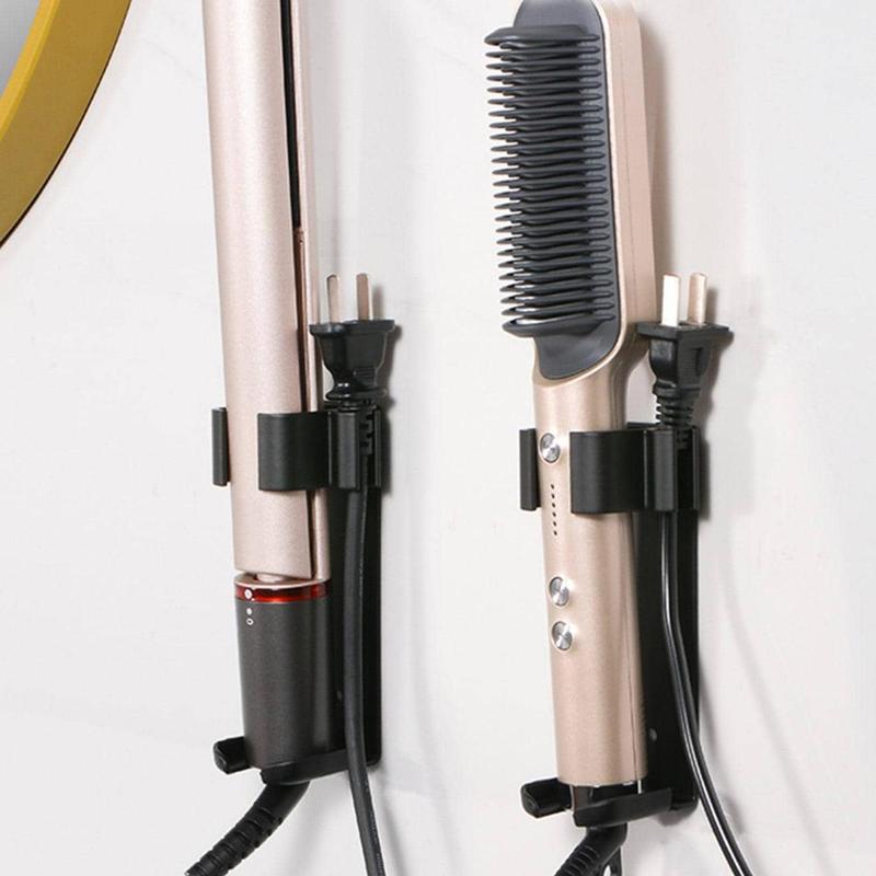 Product Introduction of 2pcs Bathroom Wall Mounted Hair Curler Rack, Punch Free Hair Dryer Holder, Home Organizers 4