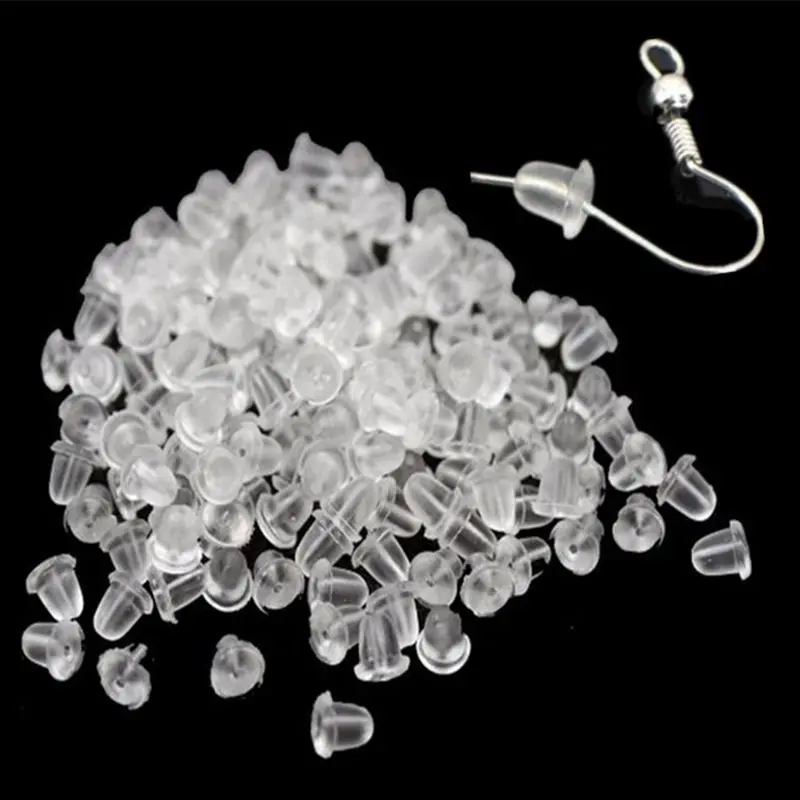Cindie Accessories 500Pcs Clear Soft Rubber Earrings Back Stoppers Replacement Earring Jewelry Accessories