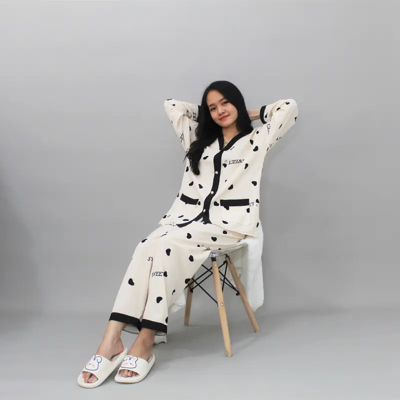 YX Clauria Powysuit Piyama  Bahan Satin Sutra Lengan Panjang Celana Panjang Baju Tidur Wanita Dewasa lembut Setelan 5