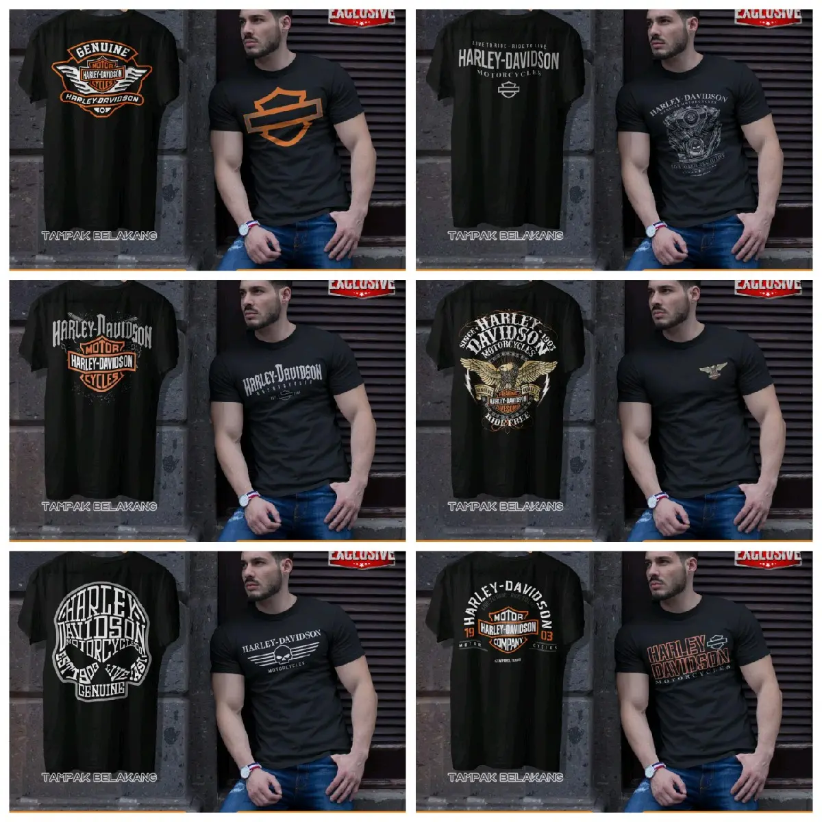 kaos keren pria harley davidson fullprinting sublim original premium Hitam