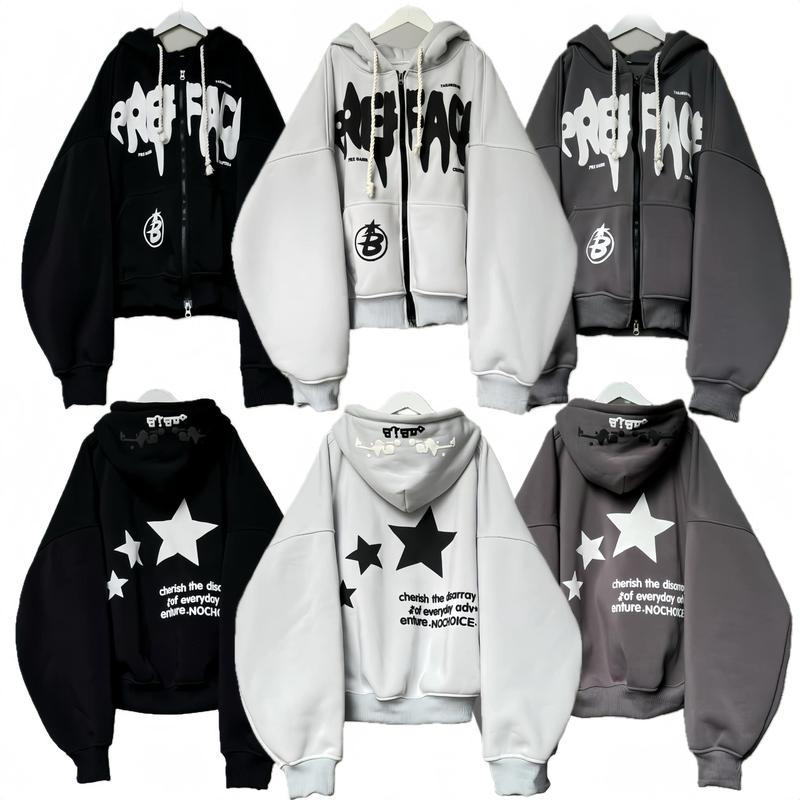 BingBing - Áo Khoác In Nổi Peace Form Boxy Khóa Kéo 2 Đầu Unisex Menswear Hoodie