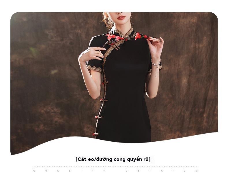 Product Introduction of Sườn Xám, Màu Đen, Bộ Sưu Tập Mùa Hè Mới 2024, Cải Tiến Trẻ Trung, Cao Cấp Và Thanh Lịch, Cỡ Nhỏ Thời Trang Trung Quốc Cao Cấp Nữ Women Dress 20