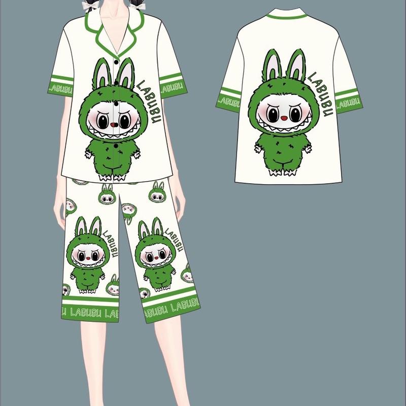ngan Đồ Bộ Pijama lụa mịn thiết kế mẫu Bu from lửng ngủ sam luxury dobo tay 1