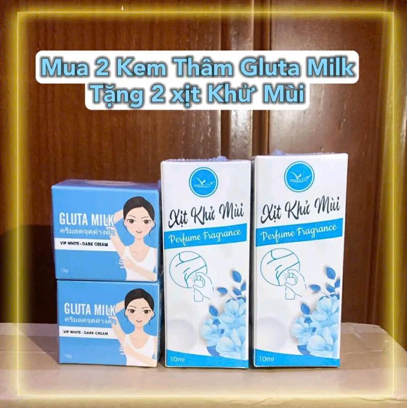 COMBO 2 KEM KHỬ THÂM NÁCH GLUTA MILK & 2 CHAI XỊT KHU MÙI