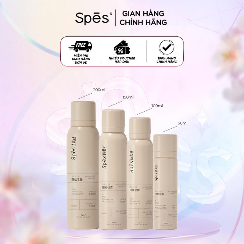 Dầu gội khô SPES hương trà bá tước dạng xịt hút dầu không bết dính giữ nếp 8h size 50/100/150/200ml