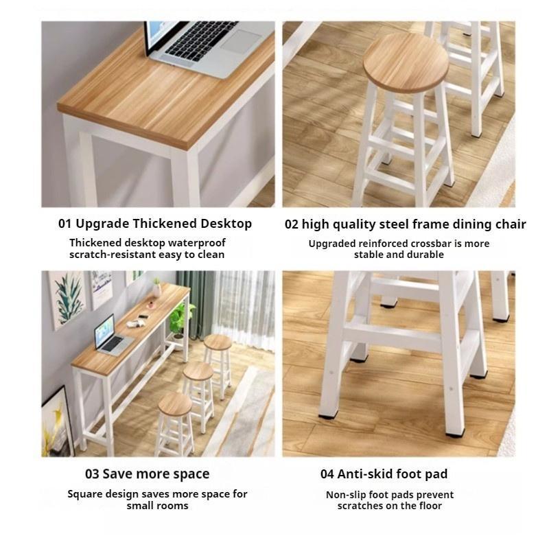XiaoZhou-Simple Modern Small Wrought Iron Wooden Bar Table and Chairs 4