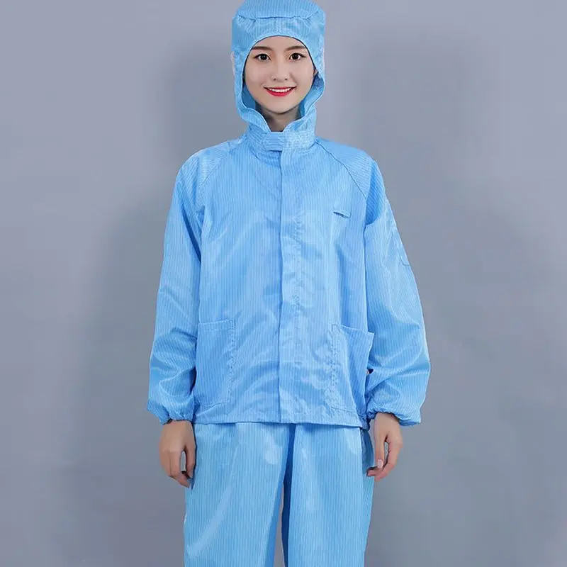 Quần Áo Bảo Hộ, Quần Áo Chống Bụi Xẻ Tà Có Mũ Trùm Đầu, Quần Áo Chống Tĩnh Điện Quần Áo Làm Việc Thực Phẩm Bộ Đồ Phòng Sạch Phun Sơn Điện Tử Cho Nam, Bộ Đồ Không Bụi， Menswear